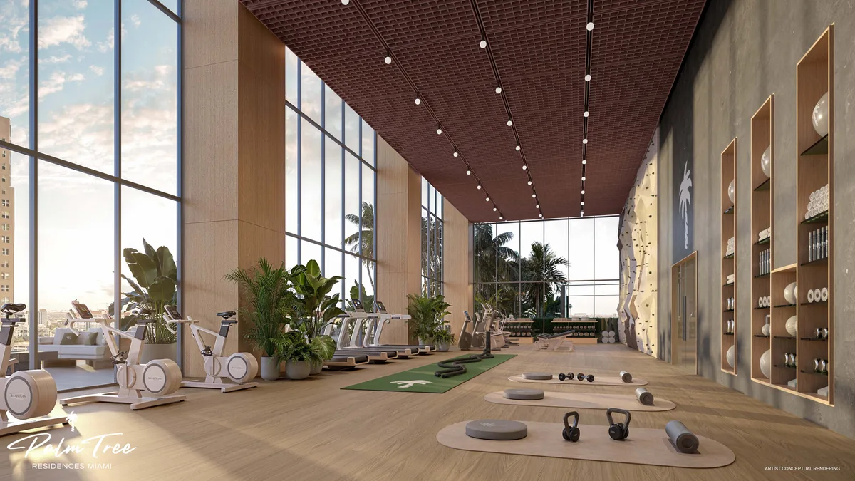 Technogym fitness center at Palm Tree Residences Miami
