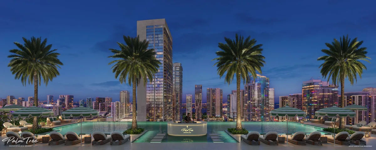 Palm Tree Beach Club rooftop infinity pool at Palm Tree Residences Miami